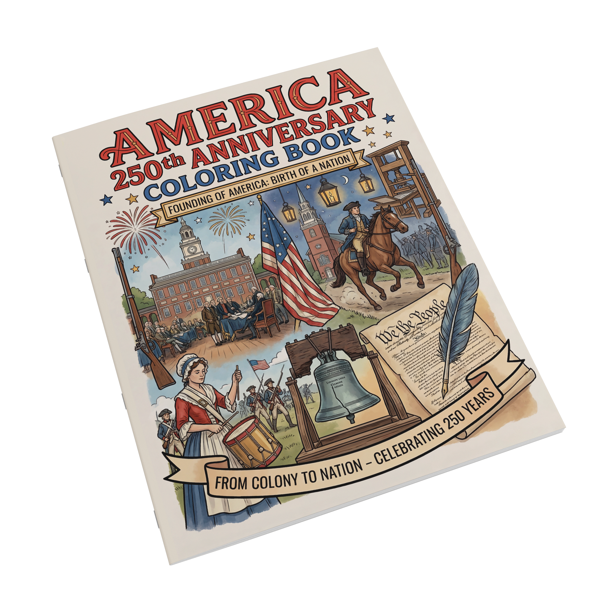America 250th Anniversary Coloring Book - Founding of America: Birth of a Nation