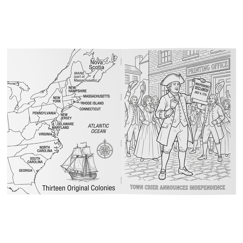 America 250th Anniversary Coloring Book - Founding of America: Birth of a Nation